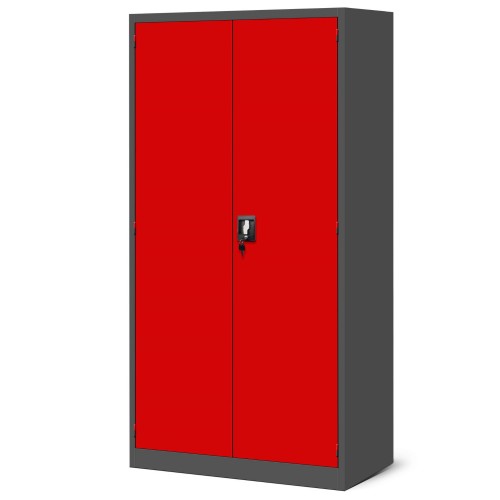 Warsztatowo-narzędziowa szafa metalowa SZYMON, 920 x 1850 x 500 mm, antracytowo-czerwona