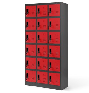 Skrytkowa szafa socjalna KAROL 900 x 1850 x 400 mm antracytowo-czerwona