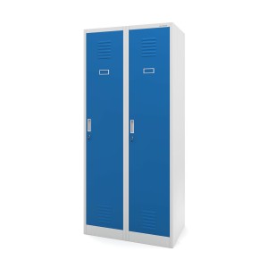 Szafa socjalna BHP ubraniowa czterokomorowa KACPER 800 x 1800 x 500 mm szaro-niebieska