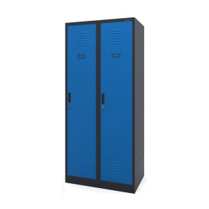 Szafa socjalna BHP ubraniowa czterokomorowa KACPER 800 x 1800 x 500 mm antracytowo-niebieska
