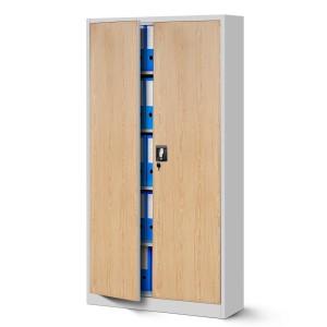 Biurowa szafa metalowa JAN 900 x 1850 x 400 mm Eco Design: biała/ dąb sonoma
