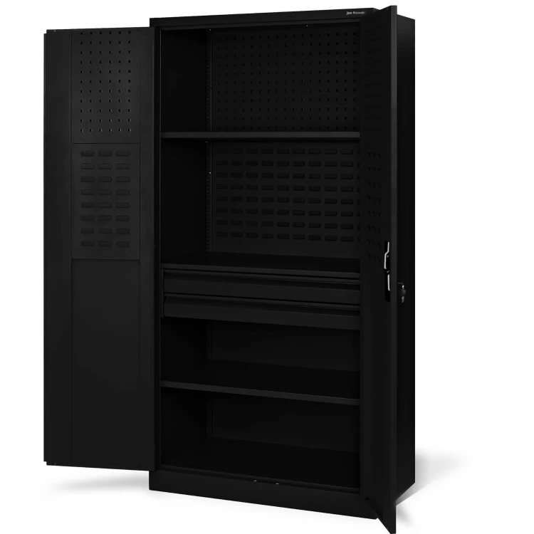 Warsztatowo-narzędziowa szafa metalowa SZYMON, 920 x 1850 x 500 mm, All Black: czarna