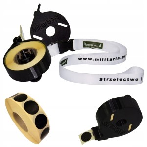 Dyspenser na Zaklejki do Przestrzelin + Zaklejki 1000szt Czarne 16mm SMYCZ