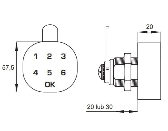 Zamek szyfrowy elektroniczny "RO" 30 mm z trybem publiczny/prywatny
