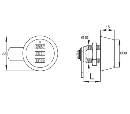 Edytuj produkt: Zamek szyfrowy L 22,5 mm